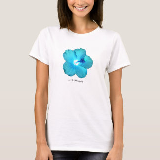 Blaue Hibiskusbehälterspitze T-Shirt