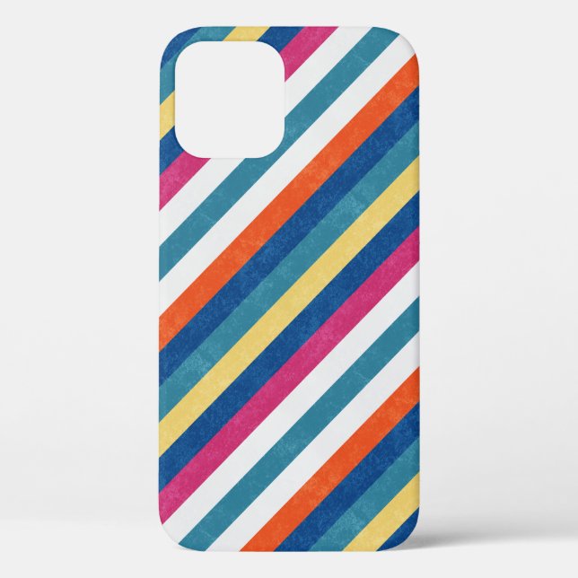 Blaue Himbeere Orangengelbe Streifen Muster Case-Mate iPhone Hülle (Rückseite)