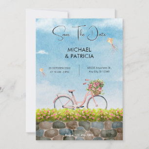 Blaue Himmel Fahrrad Landschaft Hochzeit  Save The Date