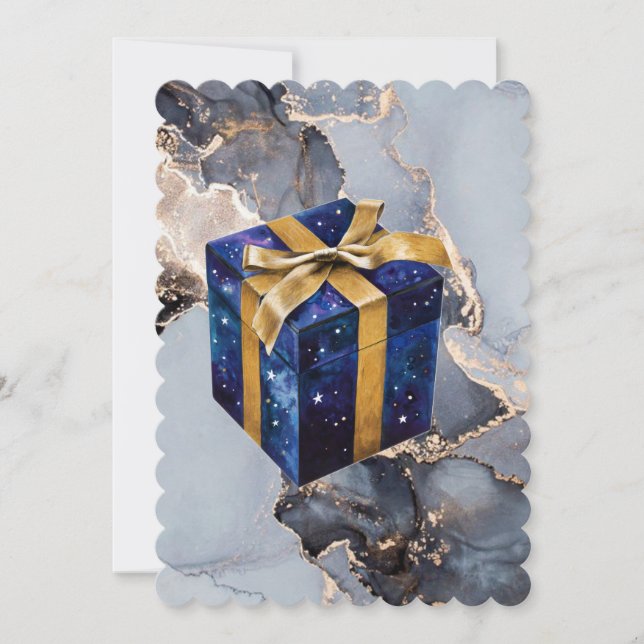 Blaue Himmel-Geschenkbox zum Geburtstag Einladung (Vorderseite)