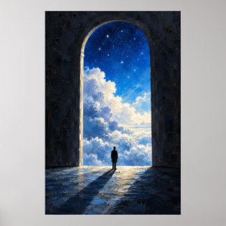Blaue Himmel Portal Surrealistische Kunst Poster