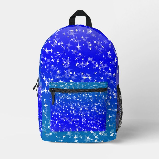 Blaue Himmel Sterne Bedruckter Rucksack (Vorderseite)