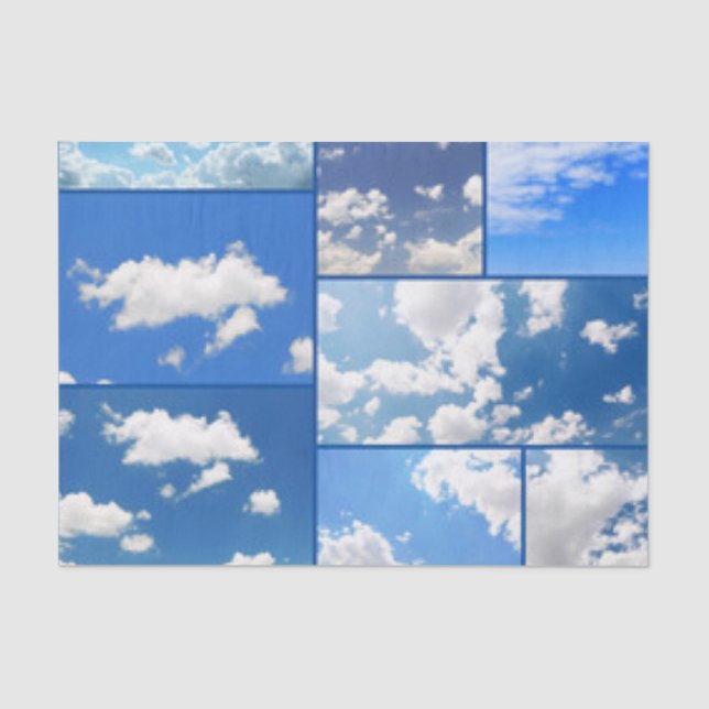 Blaue Himmel-u. Weiß-Wolken-Collage Seidenpapier (Vorderseite)