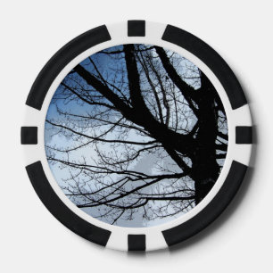 Blaue Himmel-und Erlen-Baum-Kunst-Poker-Chips Pokerchips
