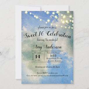 Blaue Himmel und weiße Wolken Sweet 16 Birthday Einladung
