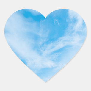 Blaue Himmelsblende Vorlagenart Weiße Wolken Herz-Aufkleber