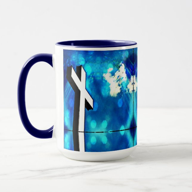 Blaue Himmelsblume Keramik Tasse (Links)