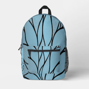 Blaue Himmelsfarben Kreative Blattmuster Bedruckter Rucksack