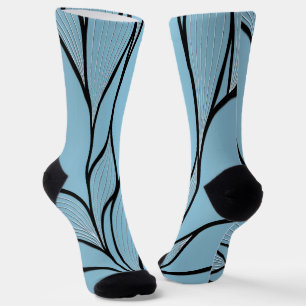 Blaue Himmelsfarben Kreative Blattmuster Socken