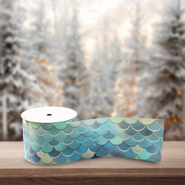 Blaue Himmelskugel Muster Golden Satinband