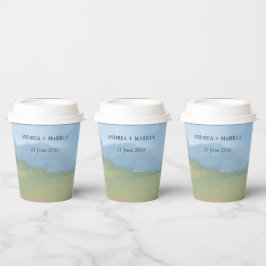 Blaue Himmelsmalerei Hochzeit Pappbecher