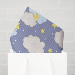Blaue Himmelsterne und Wolken Seidenpapier