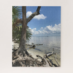 Blaue Himmelswolken, Blaues Meer, Driftwood Beach Puzzle