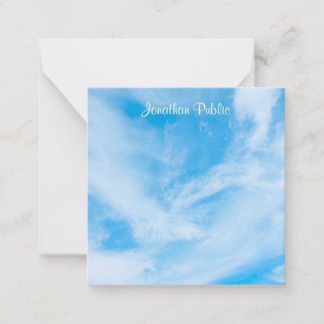 Blaue Himmelswolken-Vorlage für kalligraphische Sk Mitteilungskarte (Vorderseite)