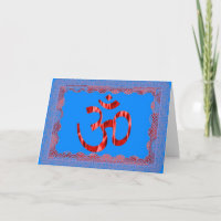 Blaue hindische Grußkarte OM