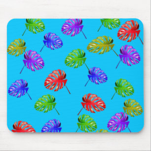 Blaue Hintergrundmousepad für tropische Blätter Mousepad