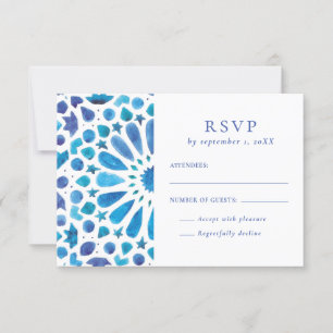 Blaue Hochzeit am Mittelmeer RSVP Karte