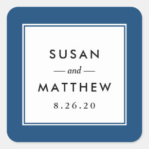 Blaue Hochzeit an der Grenze Quadratischer Aufkleber