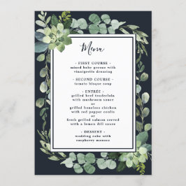 Blaue Hochzeit der Navy in der Nacht Menükarte