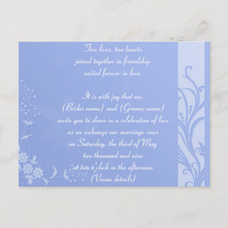 Blaue Hochzeit Einladungspostkarte