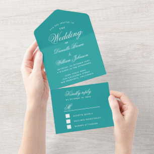 Blaue Hochzeit Elegante Schrift Kalligrafie Blaue All In One Einladung