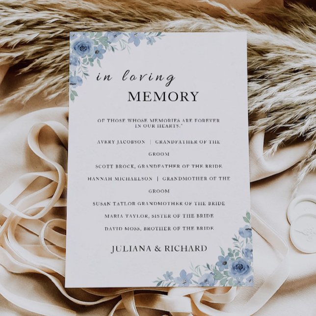 Blaue Hochzeit im Zeichen des liebenden Gedächtnis Einladung (Blue Wedding In Loving Memory Sign, Invitation)