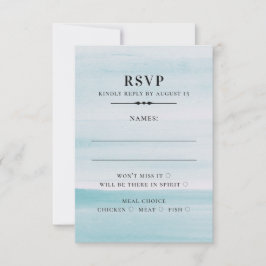 Blaue Hochzeit in Aquarellen. Einfache Eleganz RSVP Karte