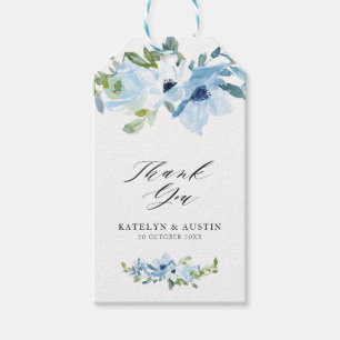 Blaue Hochzeit mit Blumen Geschenkanhänger