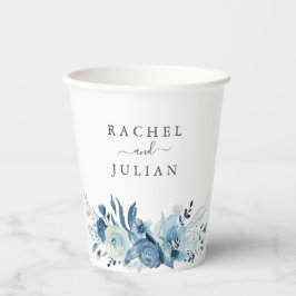 Blaue Hochzeit mit Blumen Pappbecher