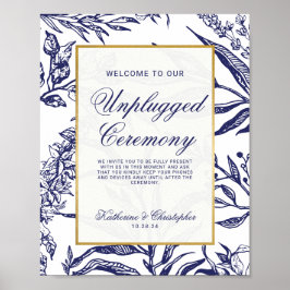 Blaue Hochzeit mit botanischem Gold Poster