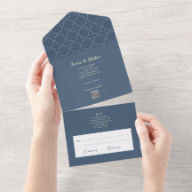 Blaue Hochzeit mit Gittermuster