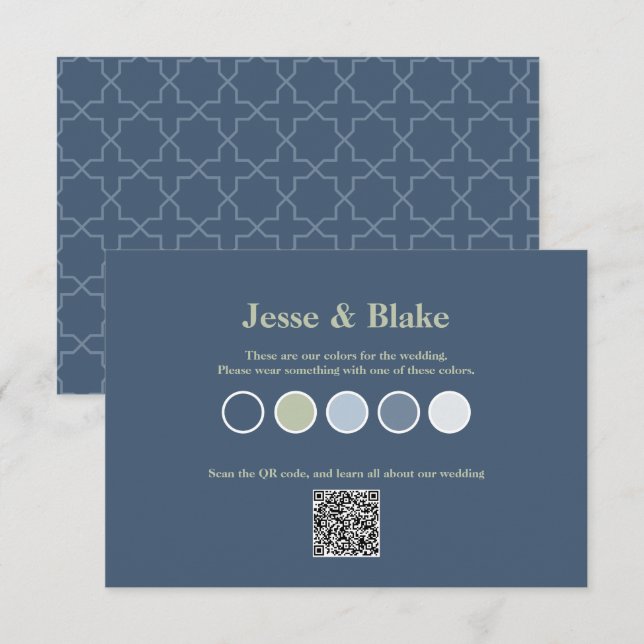 Blaue Hochzeit mit Latticework-Muster Begleitkarte (Vorne/Hinten)