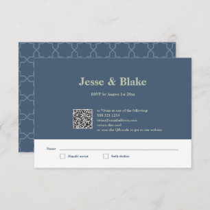 Blaue Hochzeit mit Latticework-Muster RSVP Karte