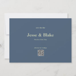 Blaue Hochzeit mit Latticework-Muster Save The Date