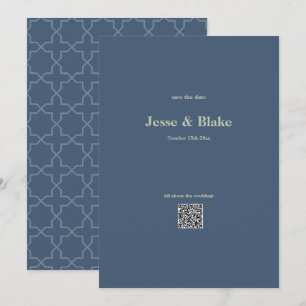 Blaue Hochzeit mit Latticework Pattern Einladung