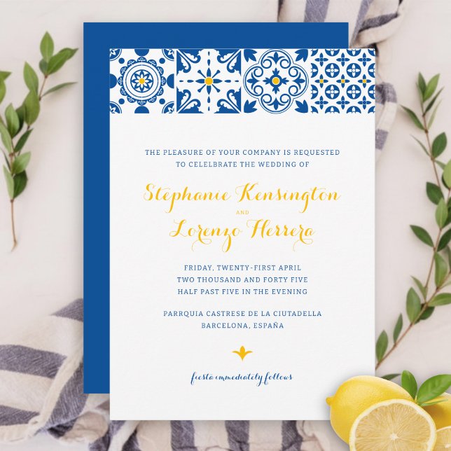 Blaue Hochzeit mit mediterranem Tile Einladung (Von Creator hochgeladen)