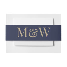 Blaue Hochzeit mit modernen Gold Monogram Einladungsbanderole