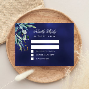 Blaue Hochzeit von Navy RSVP Karte