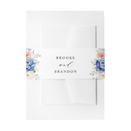 Blaue Hochzeit von Navy Slate Dusty Blush Pink Flo Einladungsbanderole