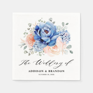 Blaue Hochzeit von Navy Slate Dusty Blush Pink Flo Serviette