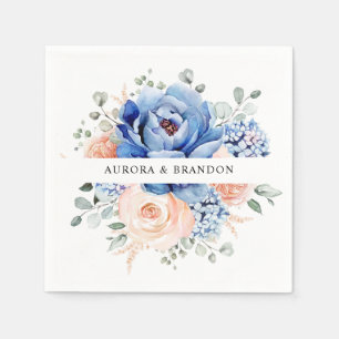 Blaue Hochzeit von Navy Slate Dusty Blush Pink Flo Serviette