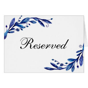 Blaue Hochzeit vorbehalten Schild. Navy-Blumenkart