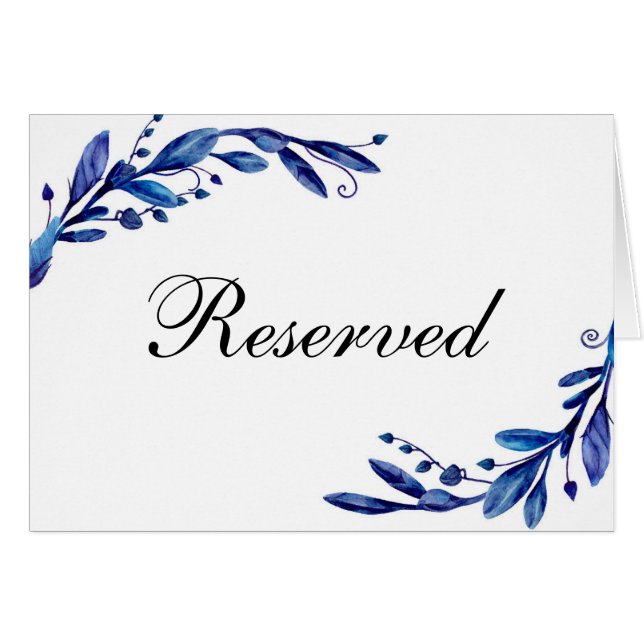 Blaue Hochzeit vorbehalten Schild. Navy-Blumenkart (Vorderseite (Horizontal))