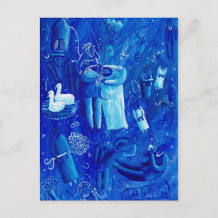 Blaue Hochzeit Zeitgenössische Kunstmalerei Postkarte