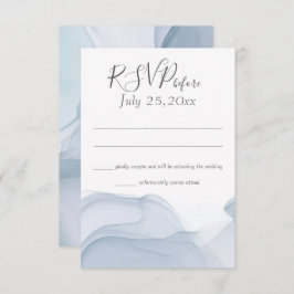 Blaue Hochzeitreaktion der Wasserfarbenbewegung Einladung