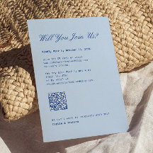 Blaue Hochzeits-RSVP-Karte Qr-Code
