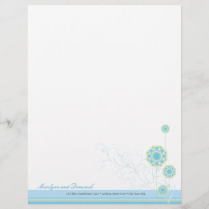 Blaue Hochzeitsbriefkopf mit Schnee-Blumenwirbeln Briefkopf