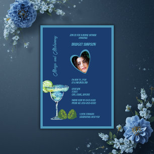 blaue Hochzeitsdusche Margs und Matrimony Foto Einladung
