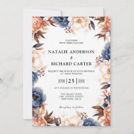 Blaue Hochzeitsfeier Einladung