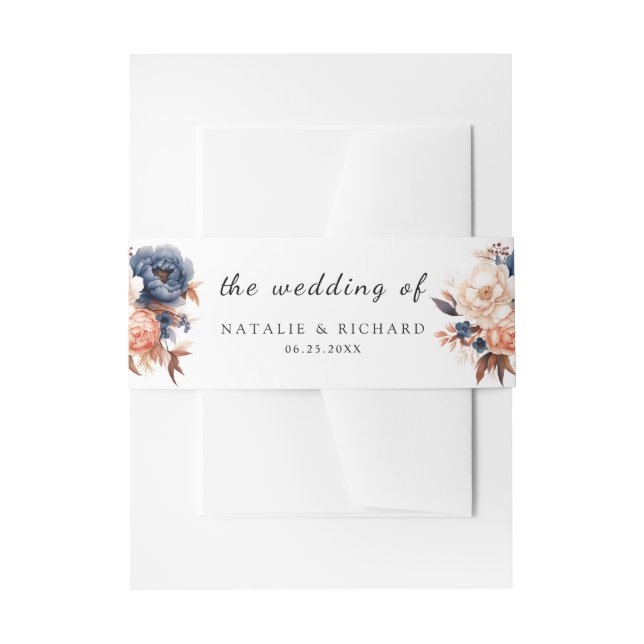 Blaue Hochzeitsfeier Einladungsbanderole (Vorderseite Beispiel)